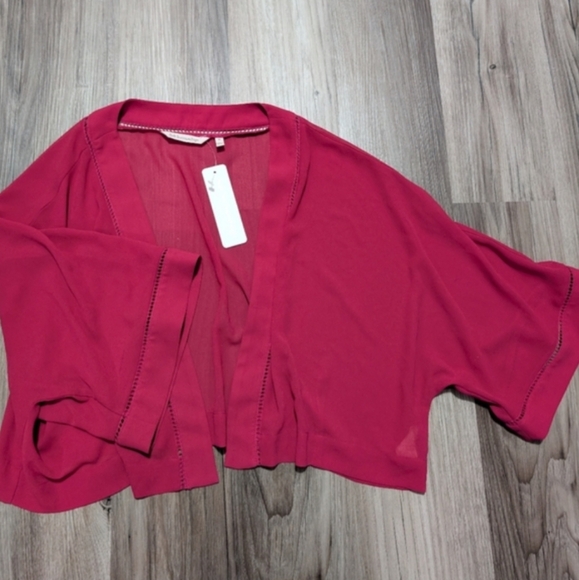 NWT‎ Soft Surroundings XL Cati Topper, Cherise Pink, Dolman Sleeve Cropped Shrug - Picture 1 of 4